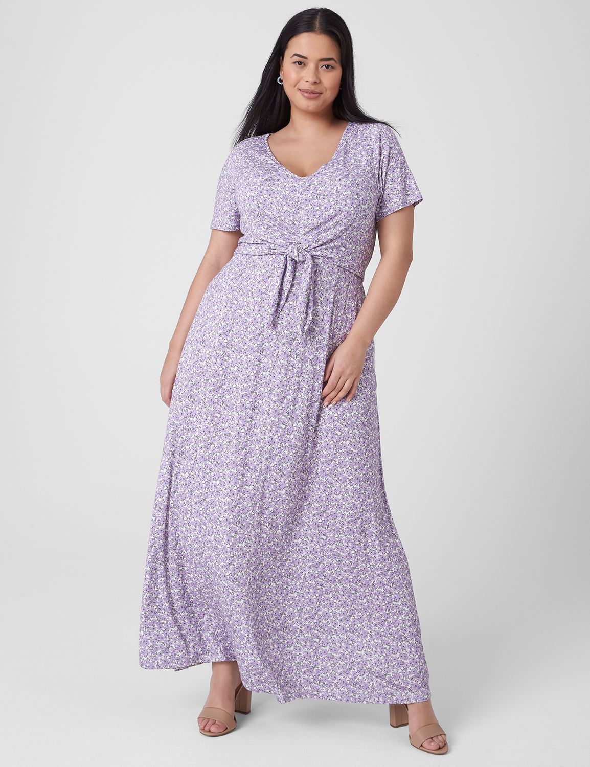 Short Sleeve V Neck CF Waist Knot M Product Image 1