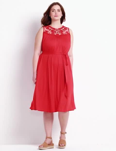 Sleeveless Crochet Yoke Fit & Flare Dress