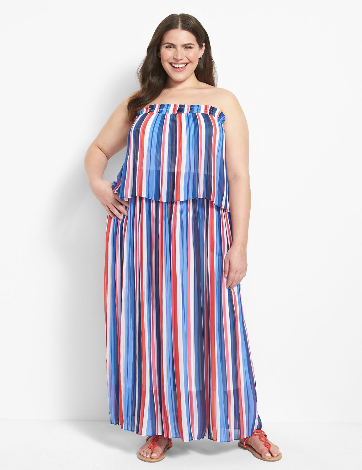 Sleeveless Pleated Two Tier Maxi Dress