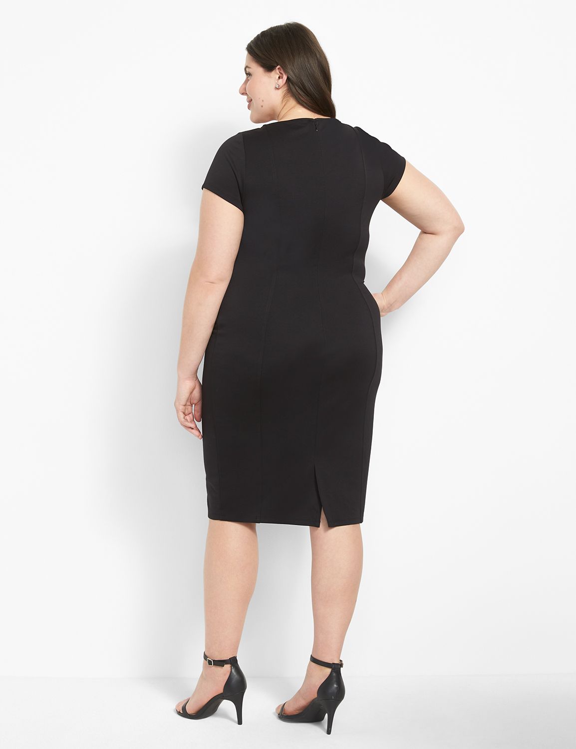 Cap Sleeve Twist Neckline Ponte She