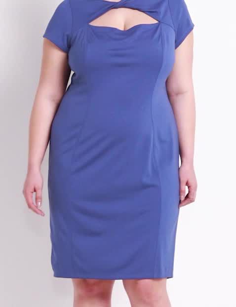 Cap Sleeve Twist Neckline Ponte She image number 0