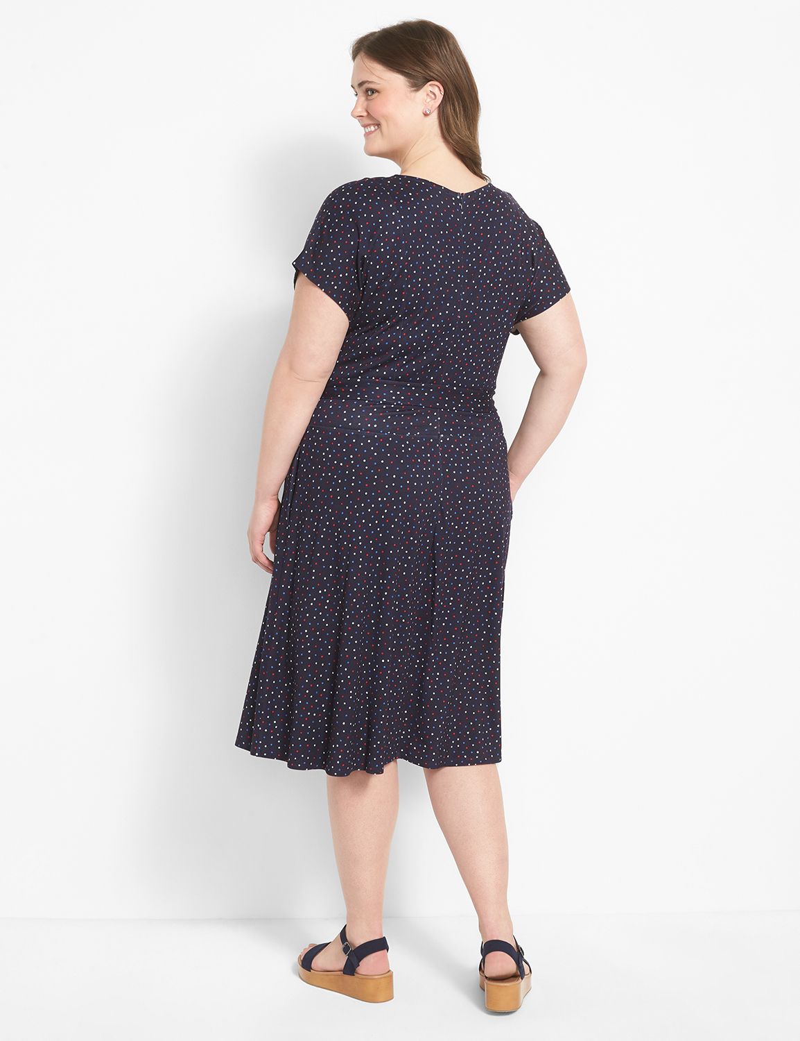 Cap-Sleeve V-Neck Lena Fit & Flare Dress - Ponte