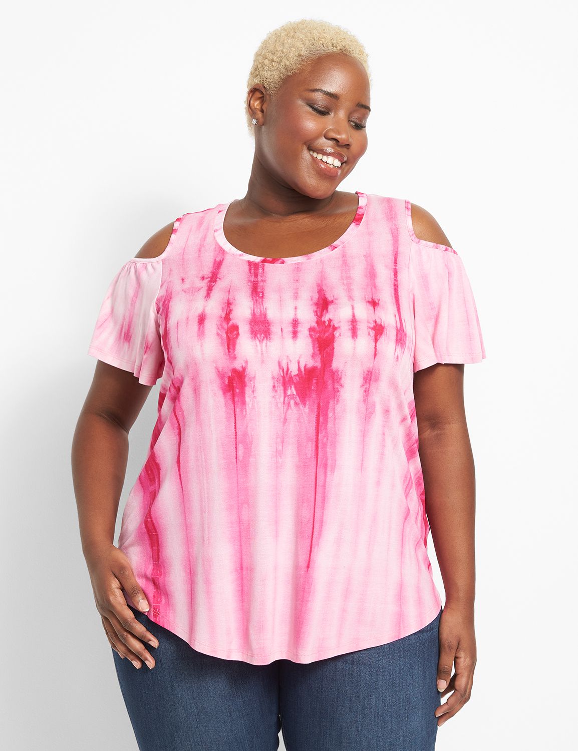 Cold Shoulder Crew Neck Drapey Tee Product Image 1