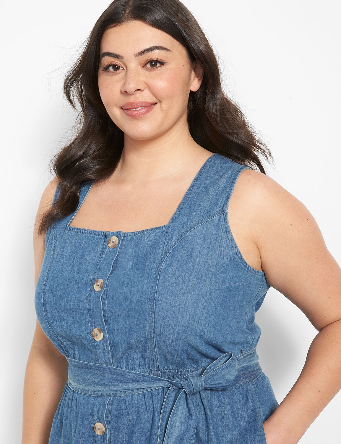 Sleeveless Square neck Buttoned Dow Product Image 3