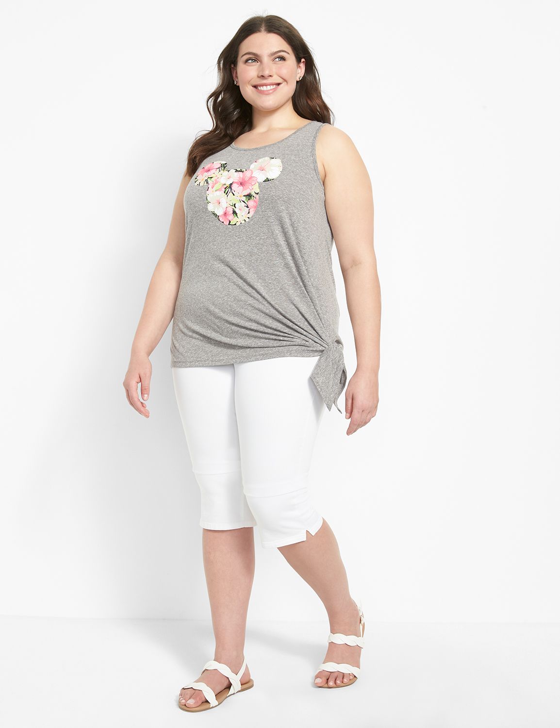 Hi Lo Side Tie Tank Graphic: Floral Product Image 3