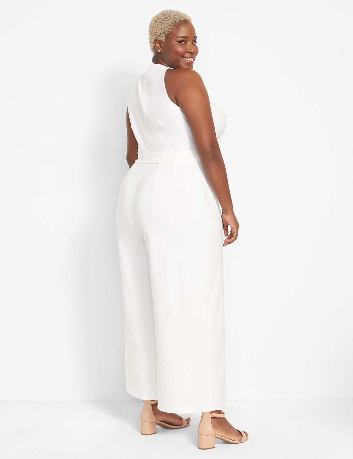 White halter best sale jumpsuit plus size