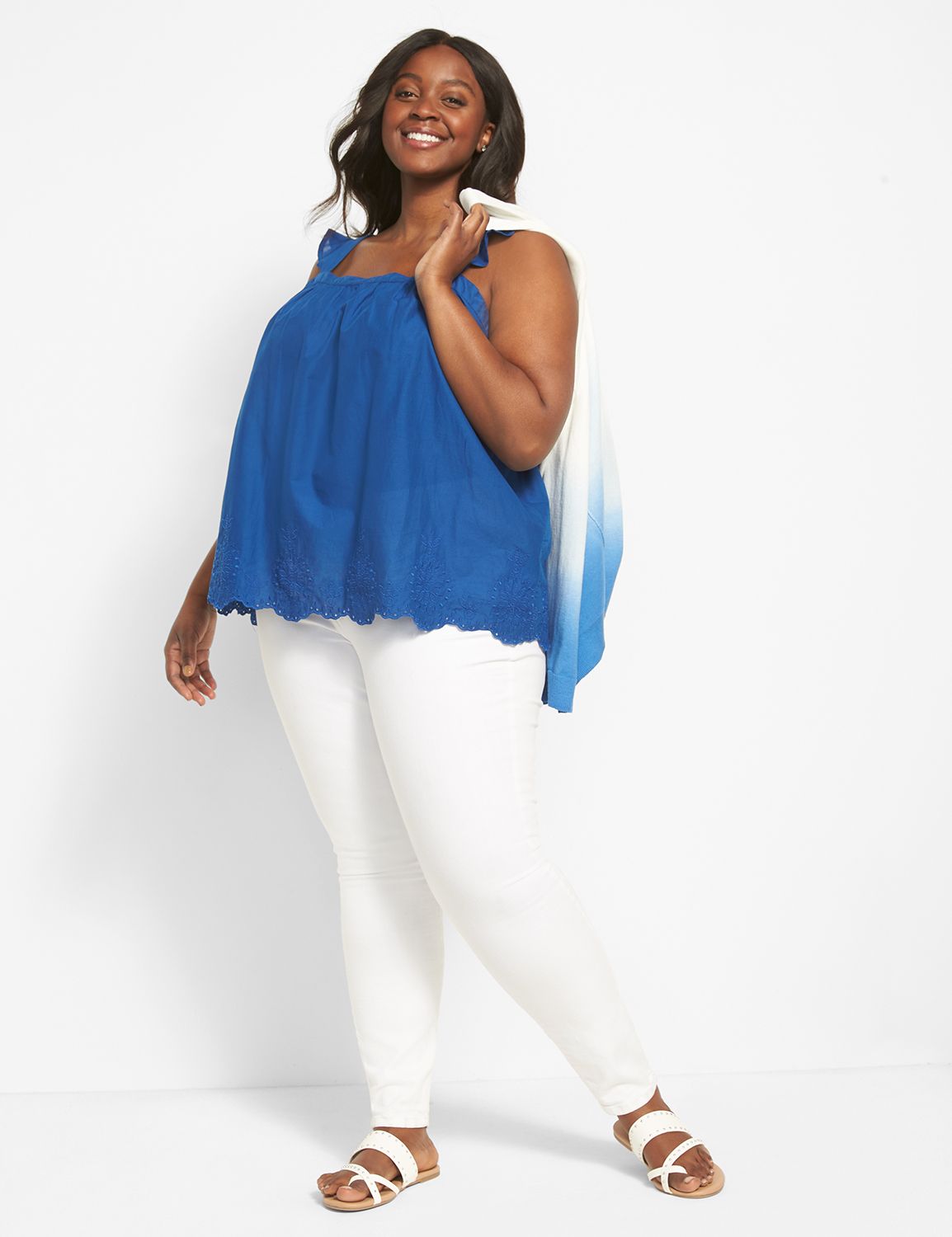 The Get Women's Plus Size Ruched Eyelet Tank Top 