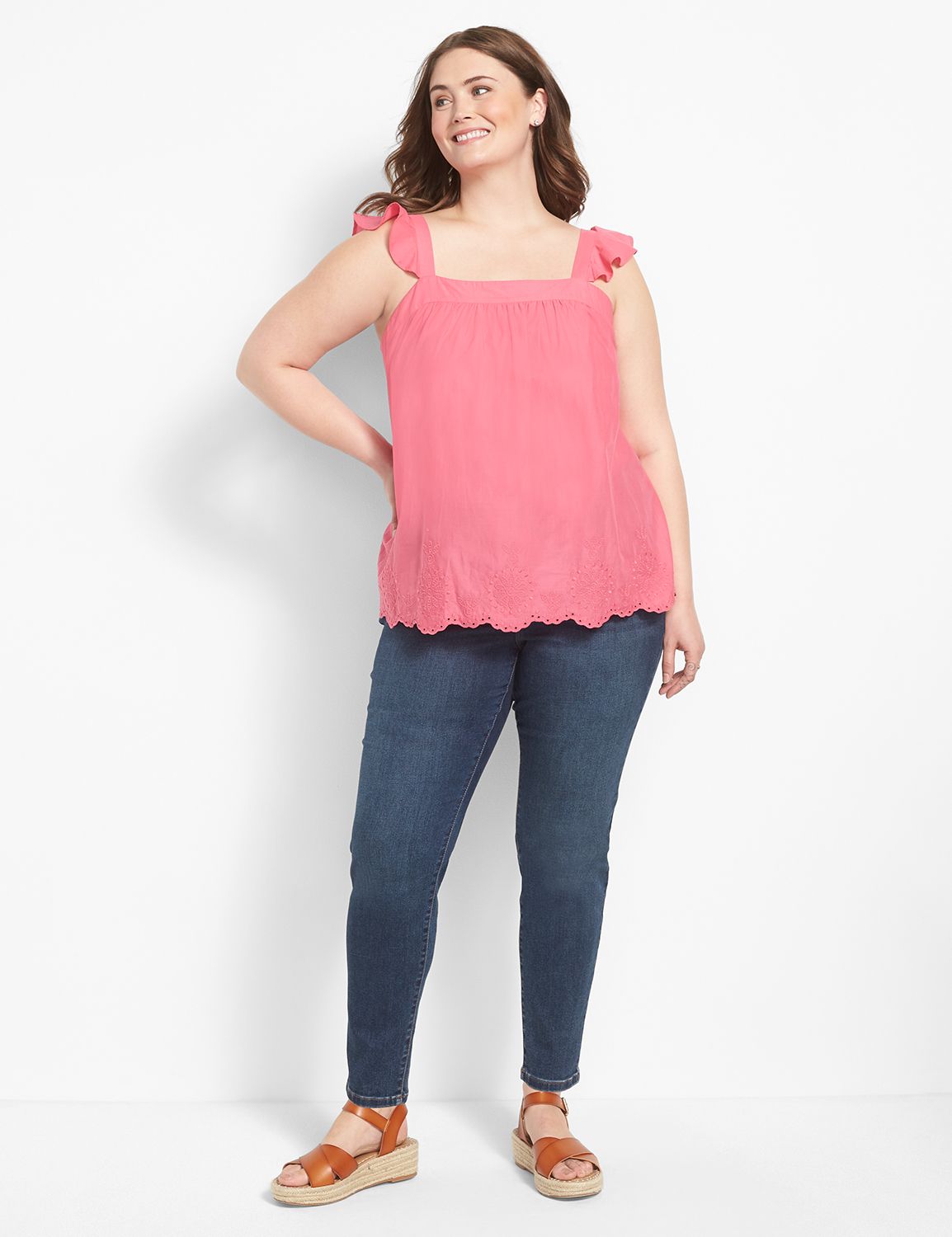 Eyelet Top w/Ruffle Cap Sleeve-Yellow main image 0
