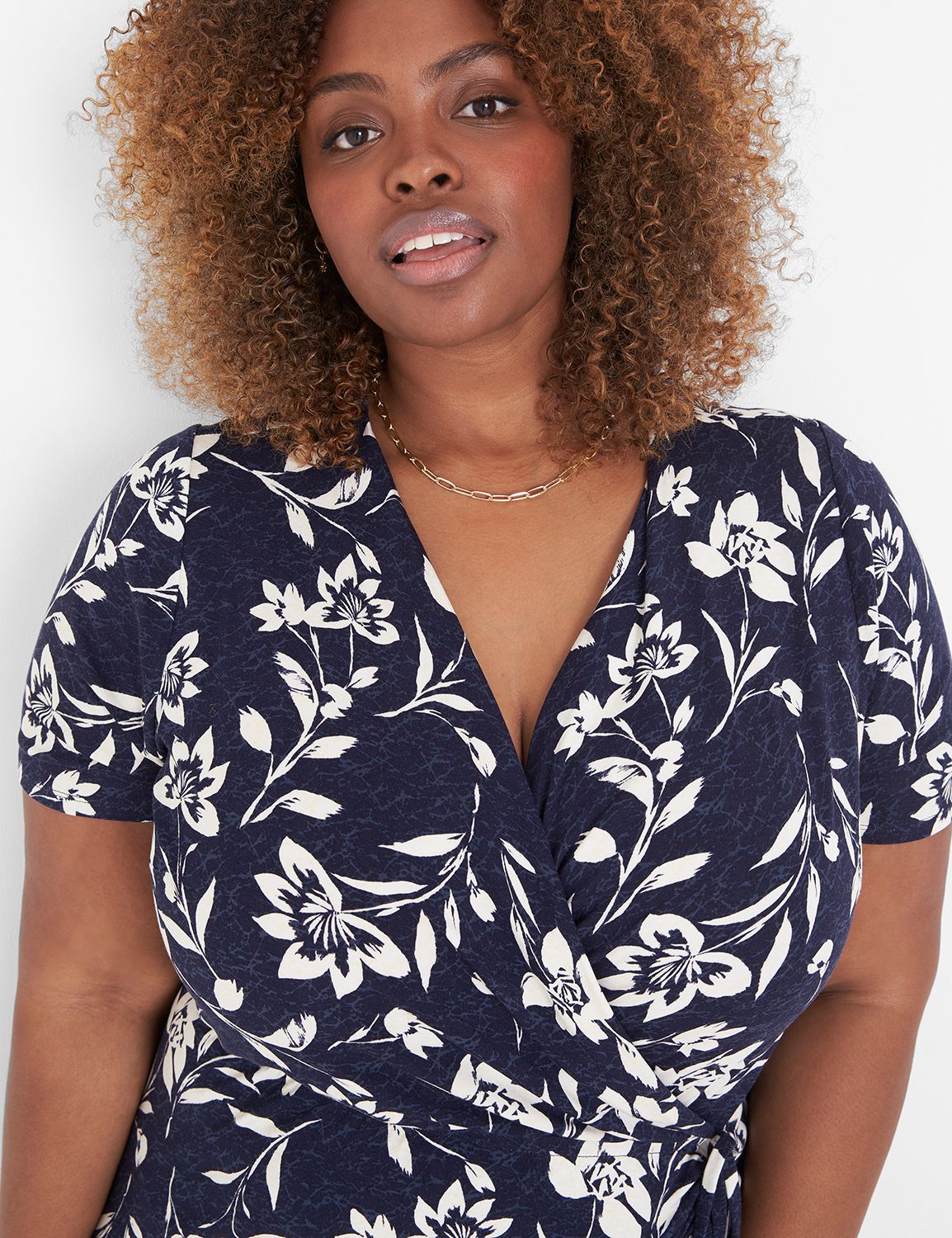 Short Sleeve Surplice Side Ruched S | LaneBryant