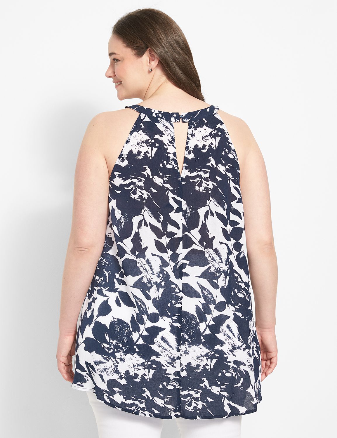 Sleeveless Hi-Lo Shirred Neck Halte Product Image 2