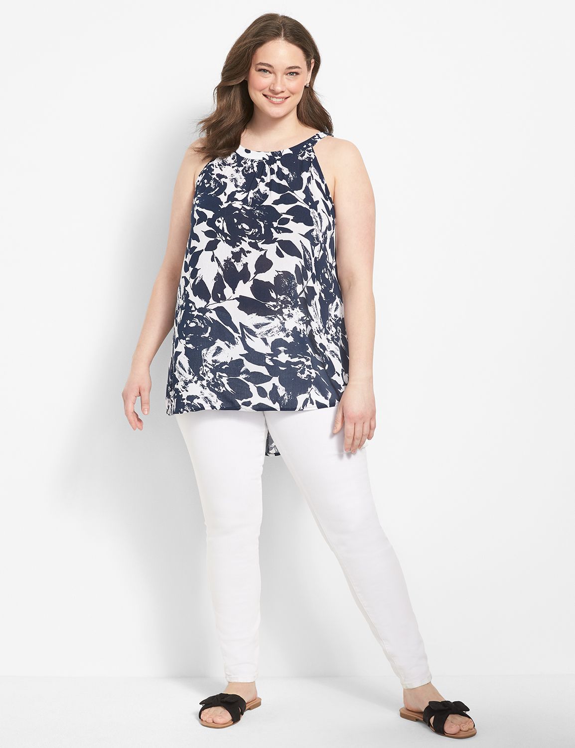Sleeveless Hi-Lo Shirred Neck Halte Product Image 3