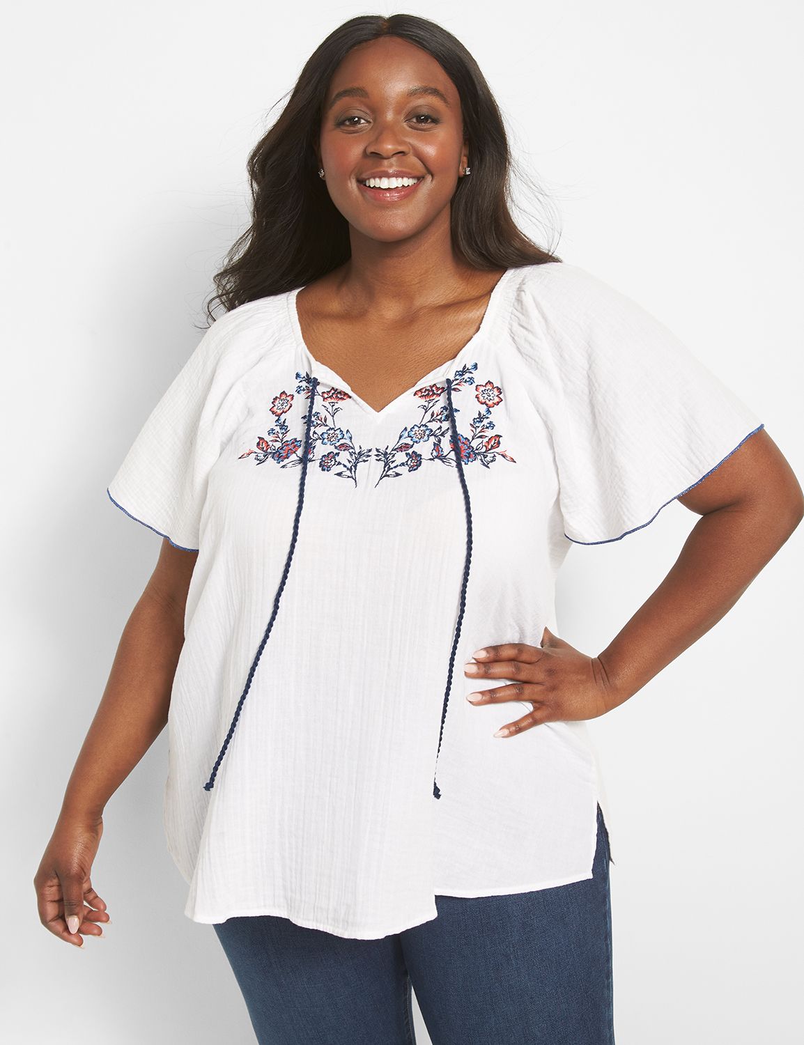 Cap sleeve peasant store top