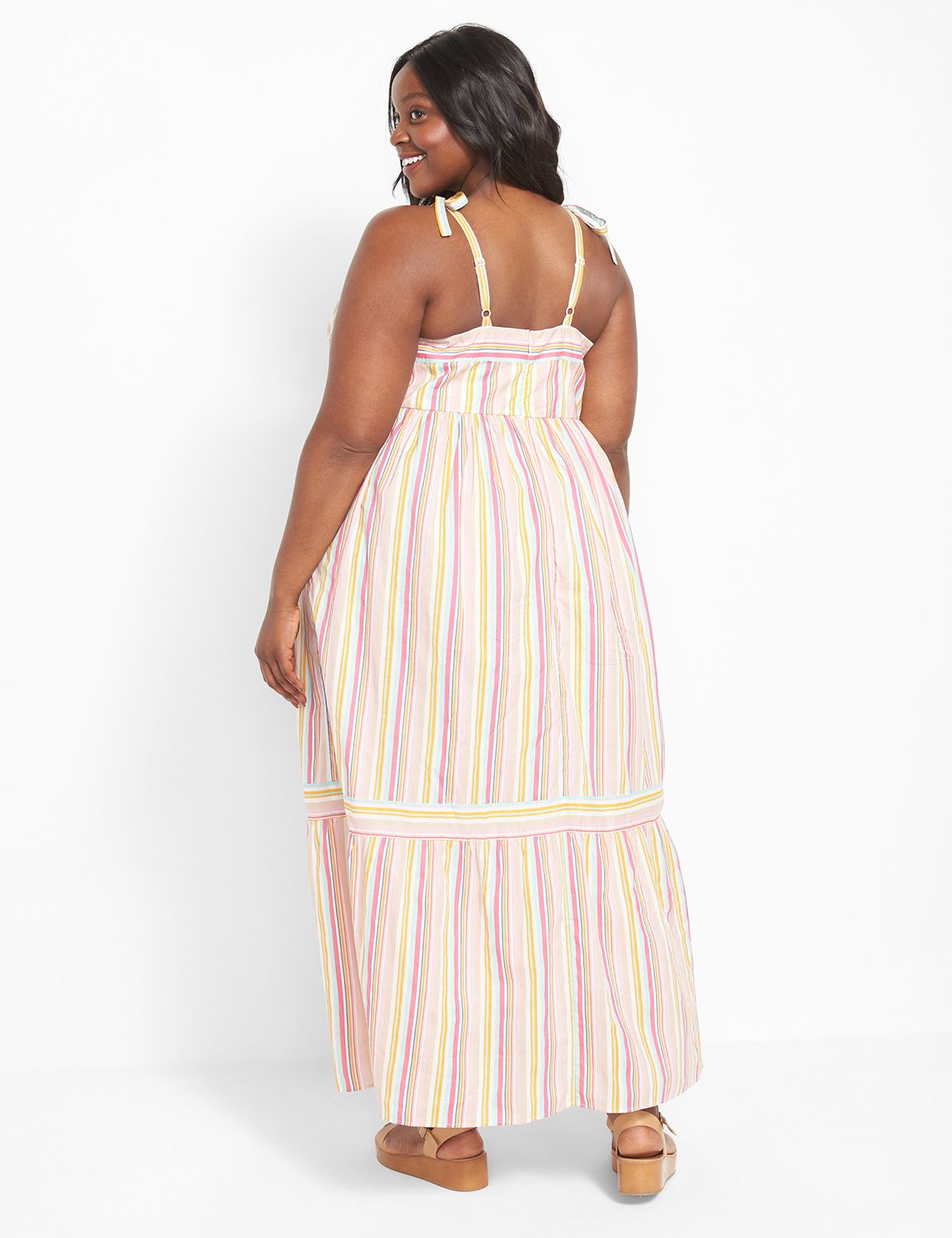 Sleeveless Tie Strap Tiered Stripe Product Image 2