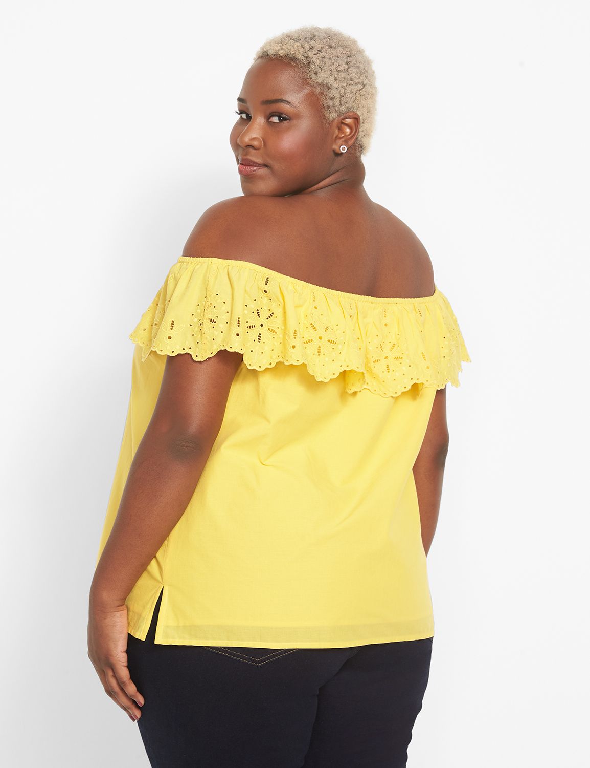 Lands' End Girls Short Sleeve Eyelet Ruffle Sleeve Top - Macy's