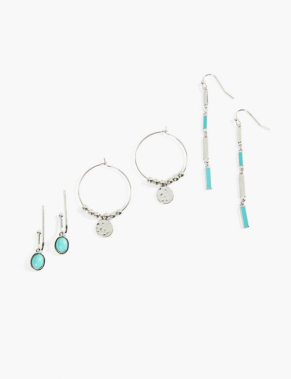 Delicate Turquoise Mixed Earrings - 3 Pack 