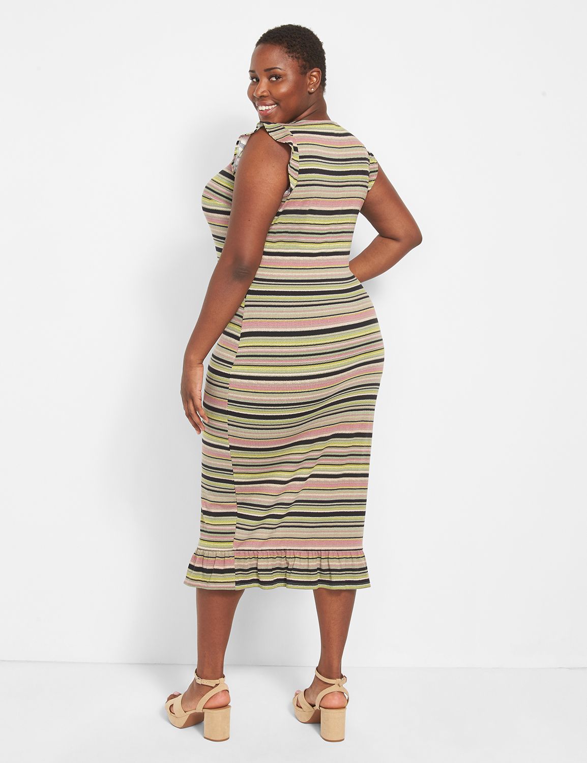 Cap Ruffle Sleeve V Neck Bodycon 11 Product Image 2