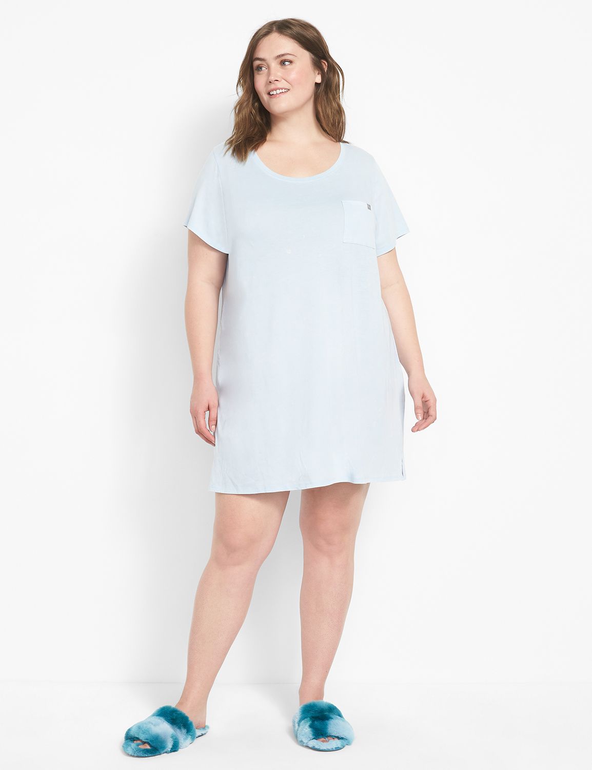 Acid Wash CVC Hi Low Hem Sleepshirt | LaneBryant