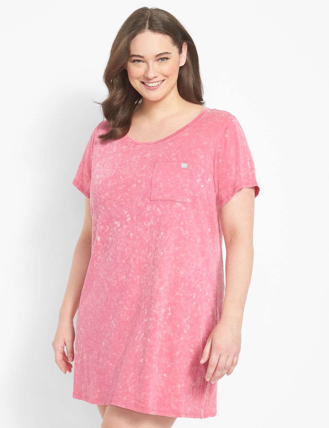 Acid Wash CVC Hi Low Hem Sleepshirt LaneBryant