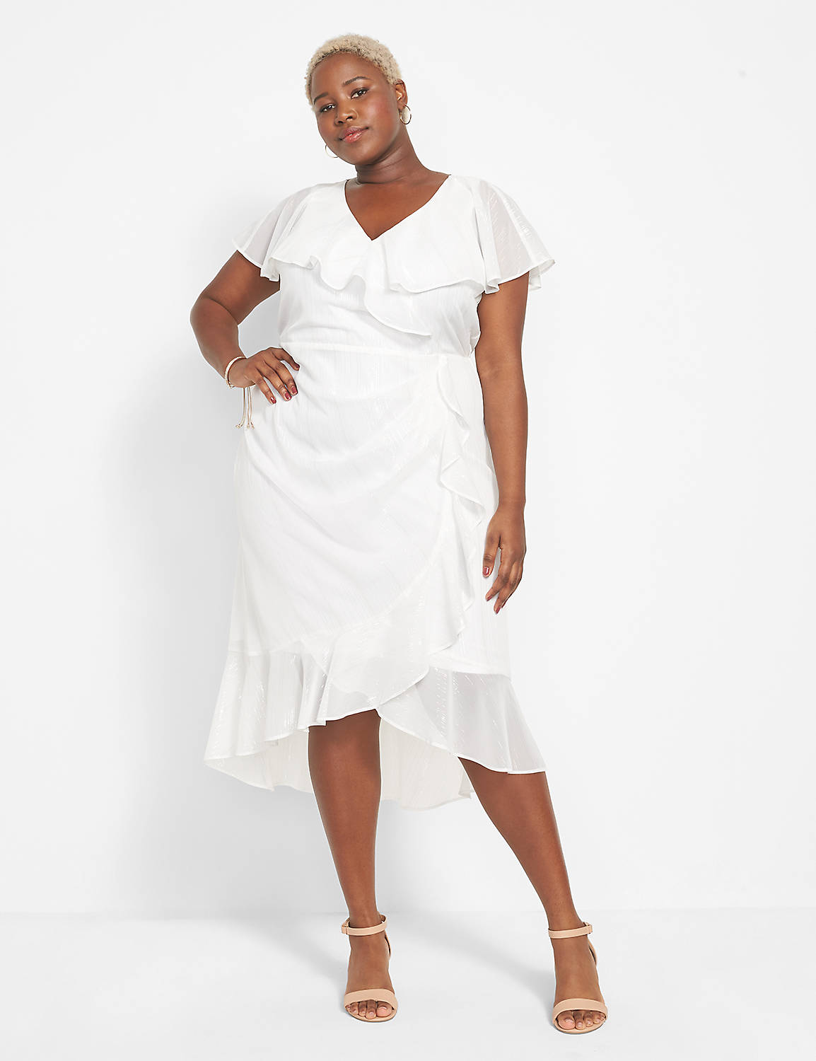 Fitted Surplice Dress With Ruffle ...