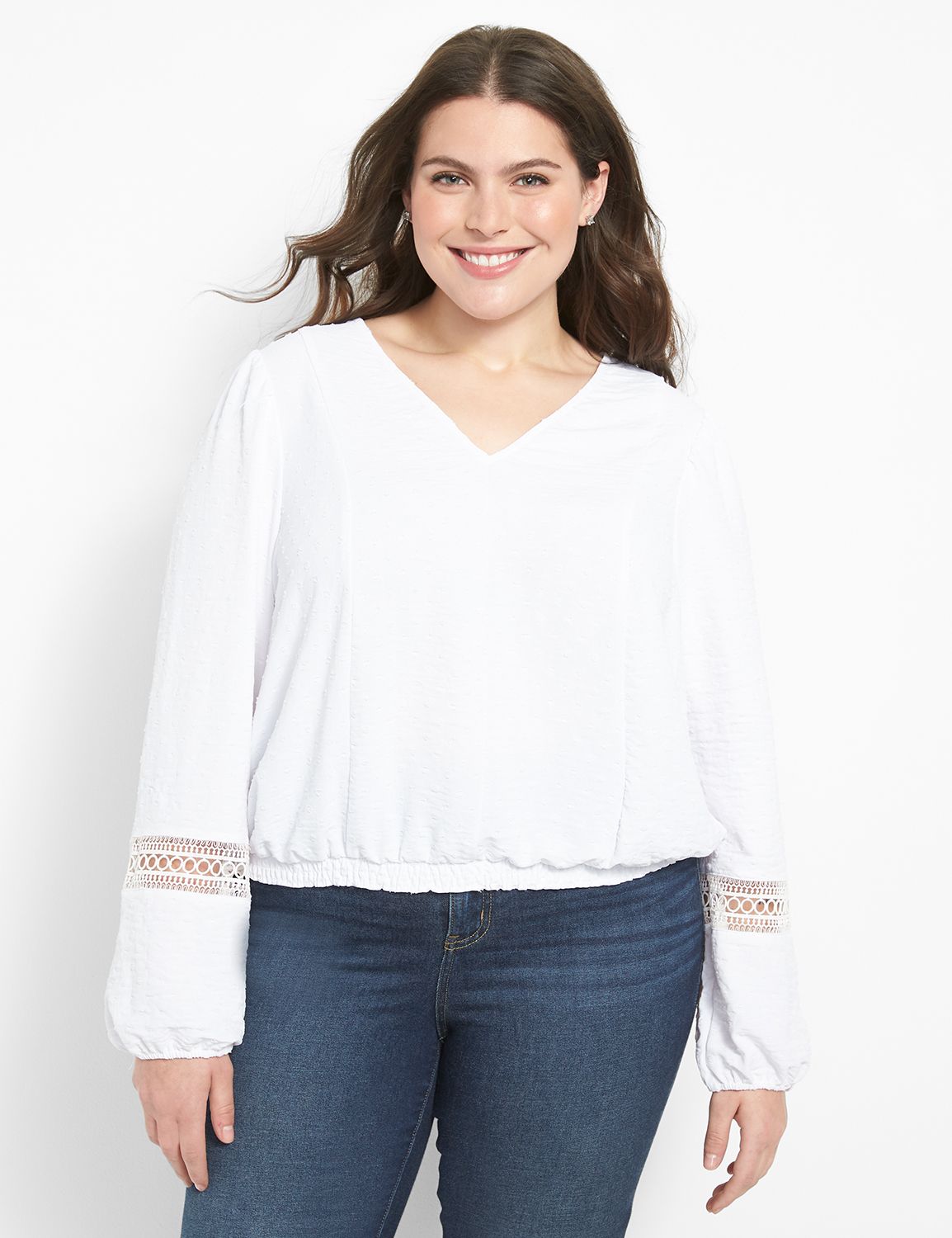 Long Sleeve V Neck Button Front Mes Product Image 1