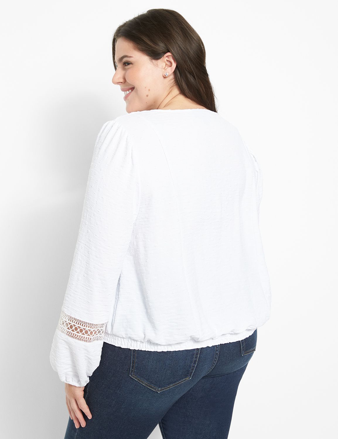 Long Sleeve V Neck Button Front Mes Product Image 2