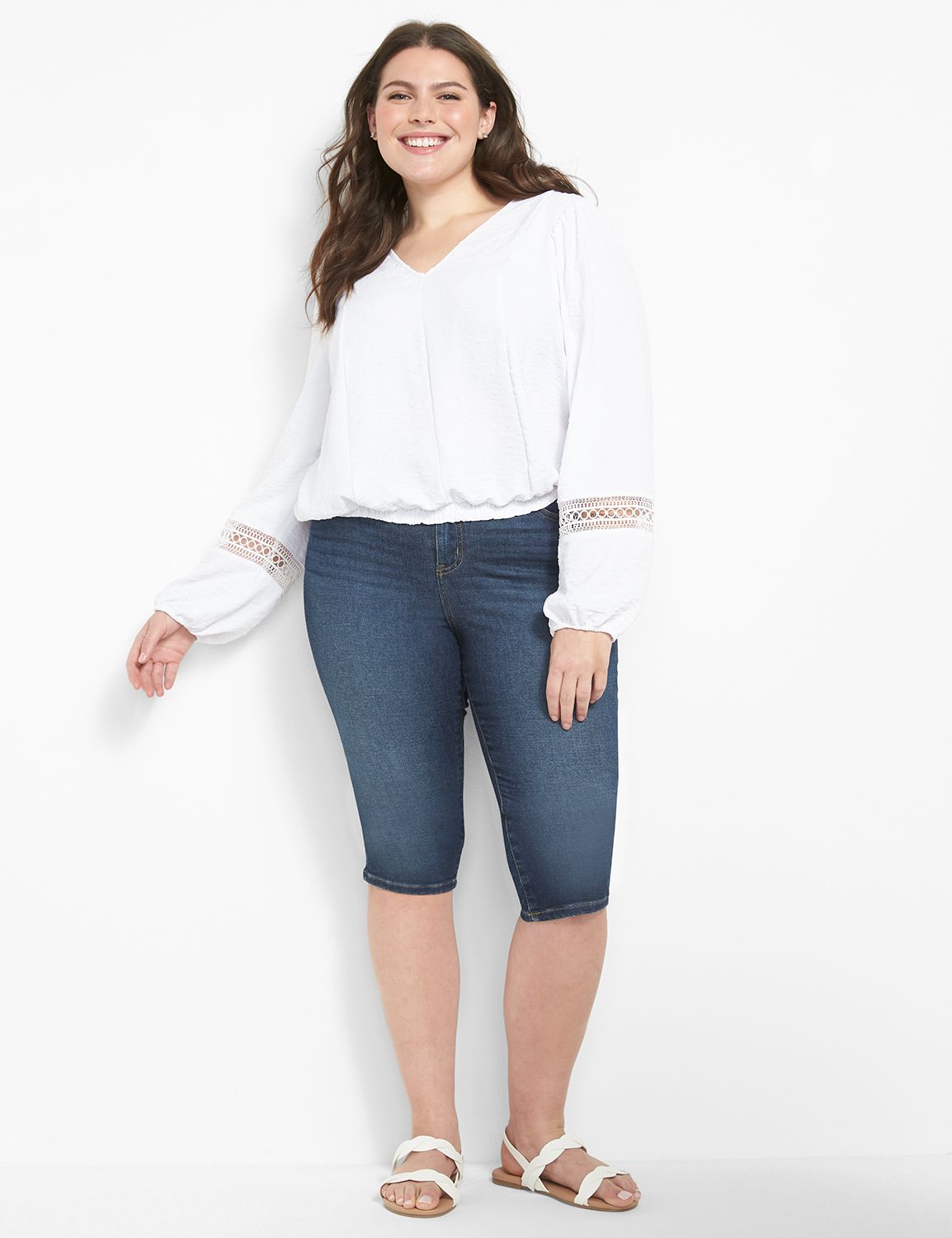 Long Sleeve V Neck Button Front Mes Product Image 3