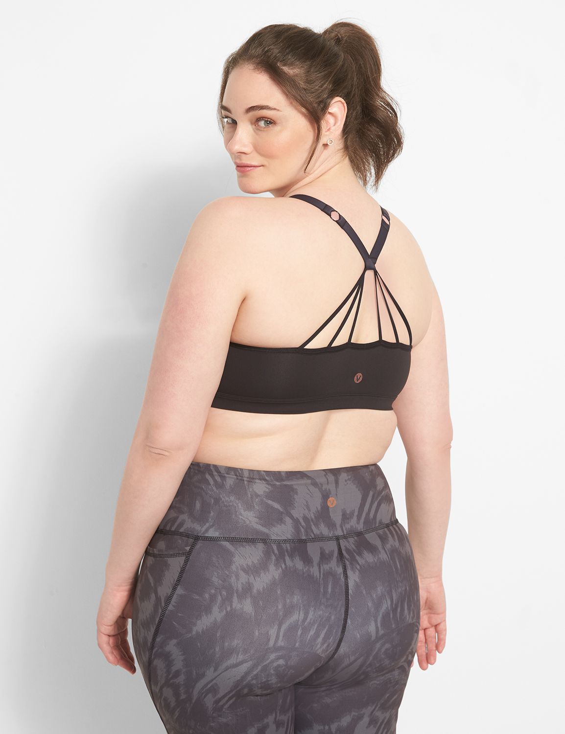 Plus Size - Low-Impact Wireless Strappy Back Active Sports Bra