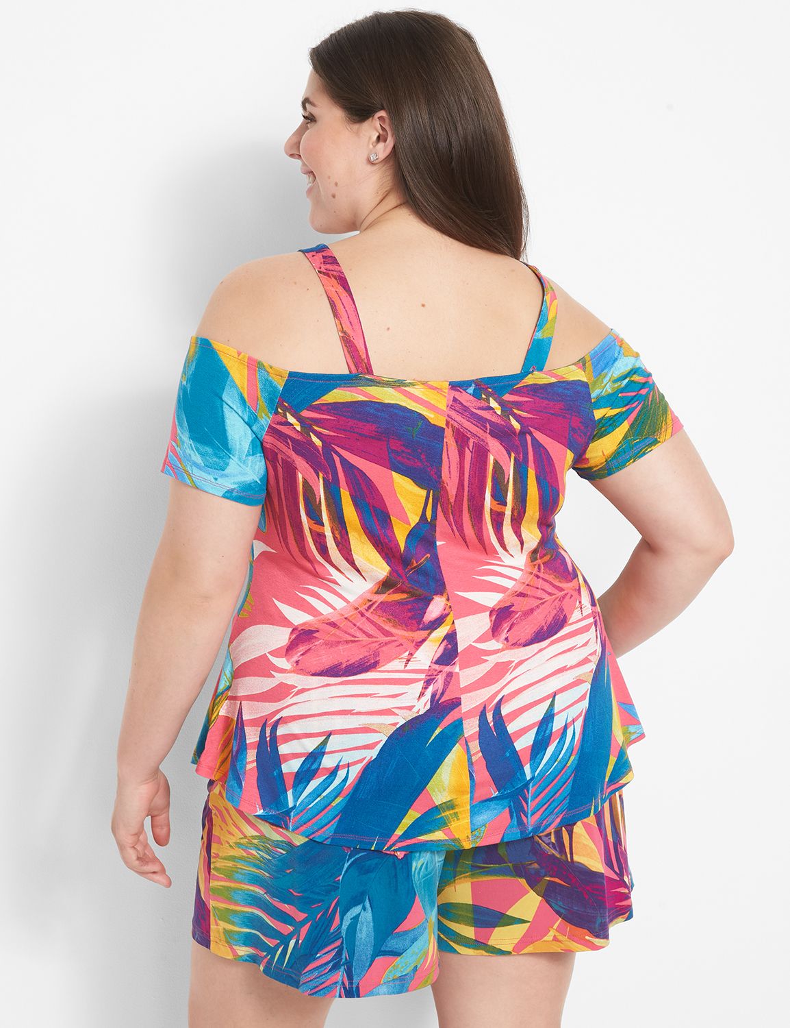 Short Sleeve Cold Shoulder V-Neck M Product Image 2