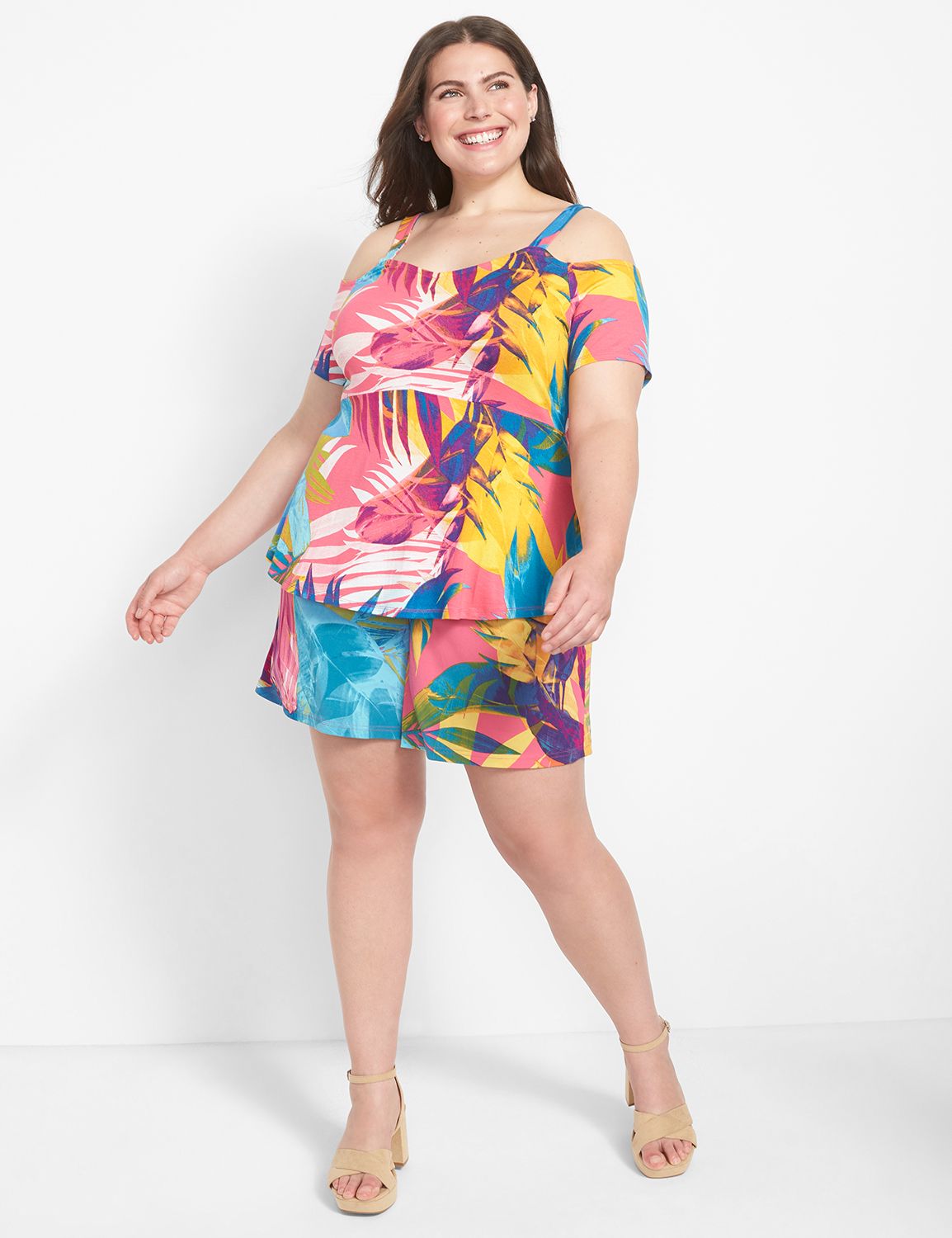 Short Sleeve Cold Shoulder V-Neck M Product Image 3