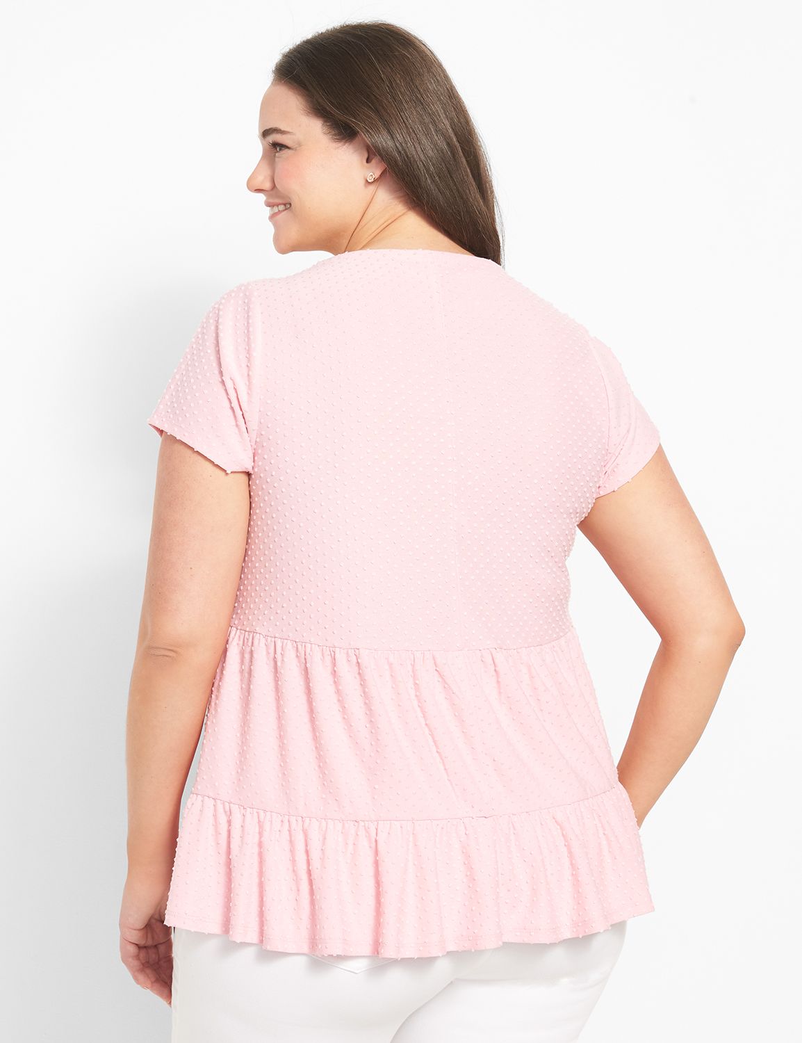 Cap Sleeve Scoop Neck Tiered Knit T Product Image 2