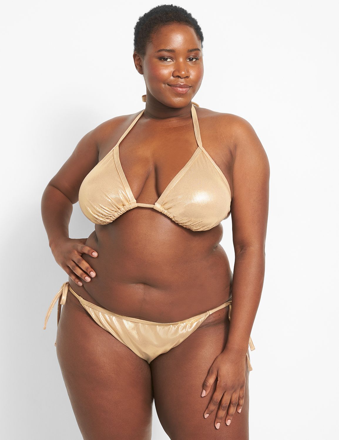 Ribbed Side Tie Swim Bikini Bottom LaneBryant