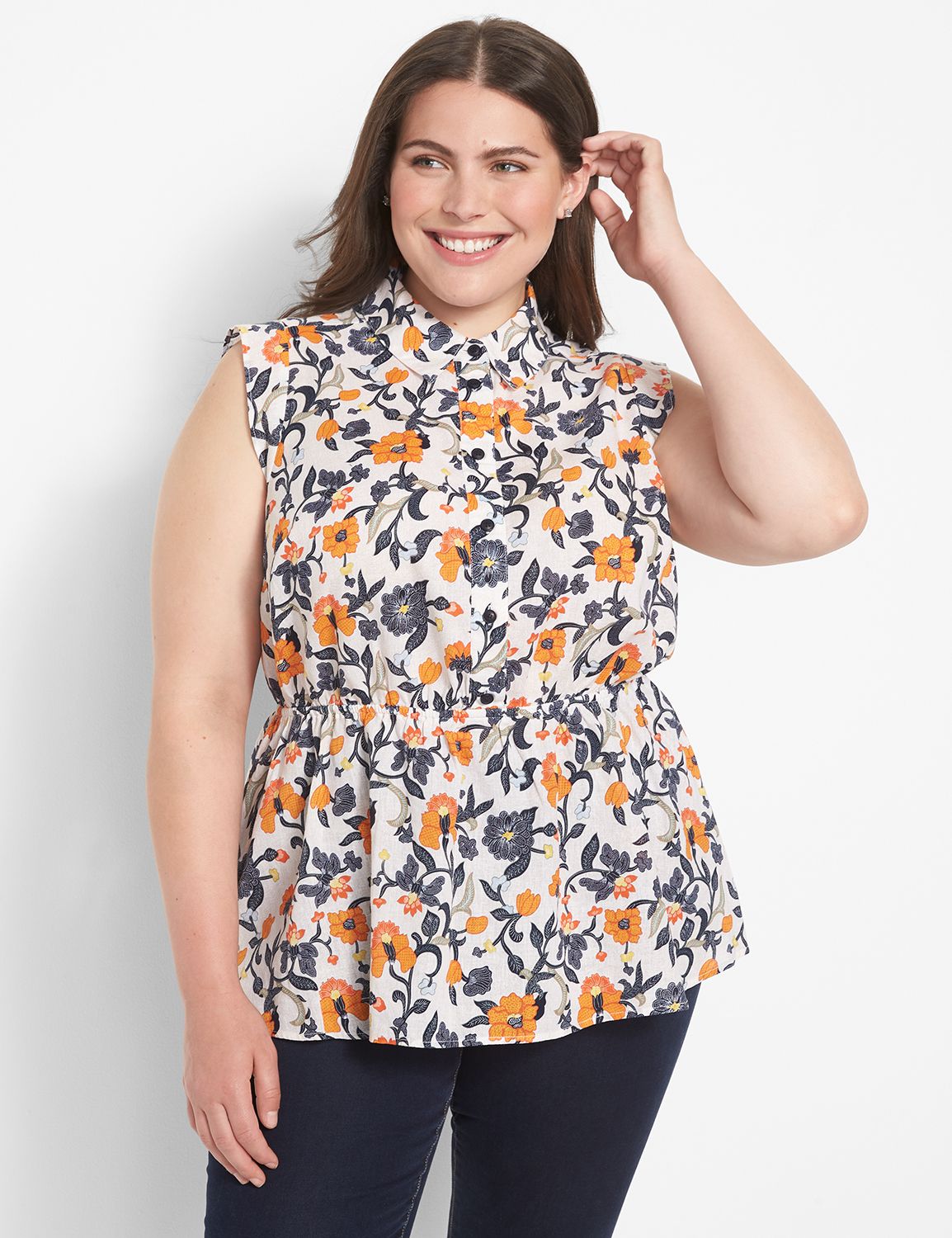 Sleeveless Button Down Peplum 11266 Product Image 1