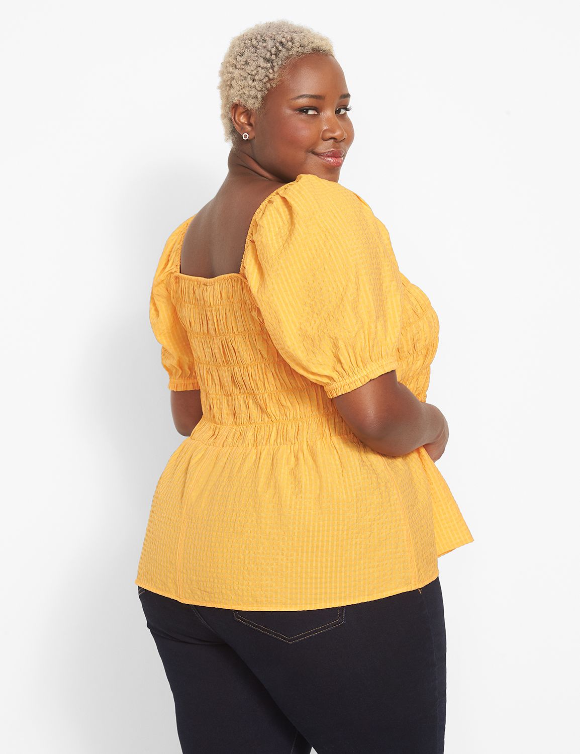 Yellow peplum store top plus size