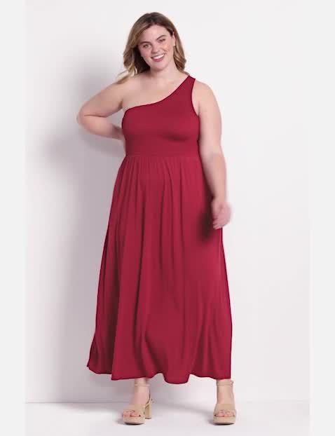 Sleeveless One Shoulder Smocked Bod image number 0