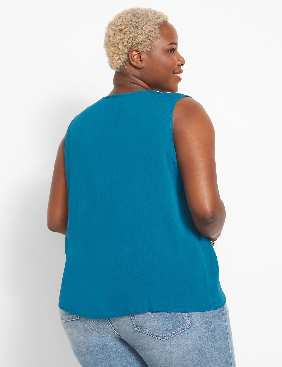 V-neck Button Down Tie Top main image 1