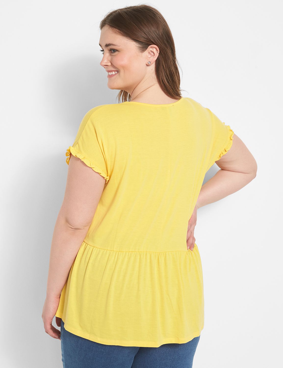 Short Dolman Ruffle Sleeve Vee Neck Product Image 2