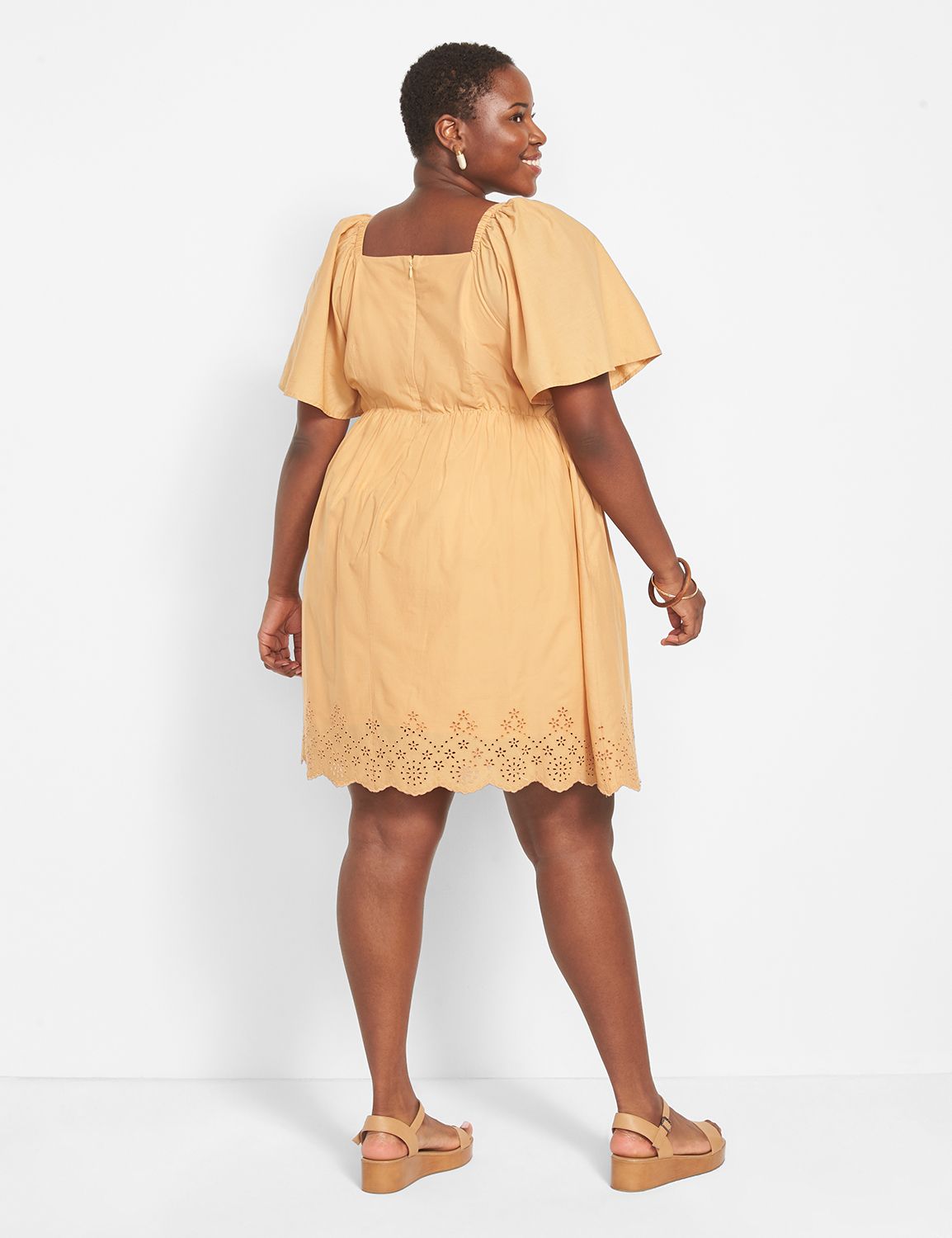 Convertible Perfect Flutter Sleeve Dress With Eyelet Lace