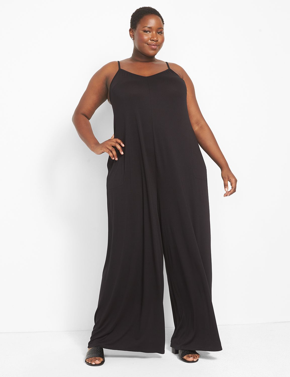 bare wide leg v neck jumpsuit 11264