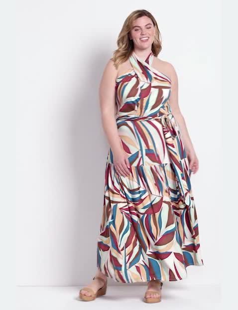 Sleeveless Cross Front Halter Tiere image number 0
