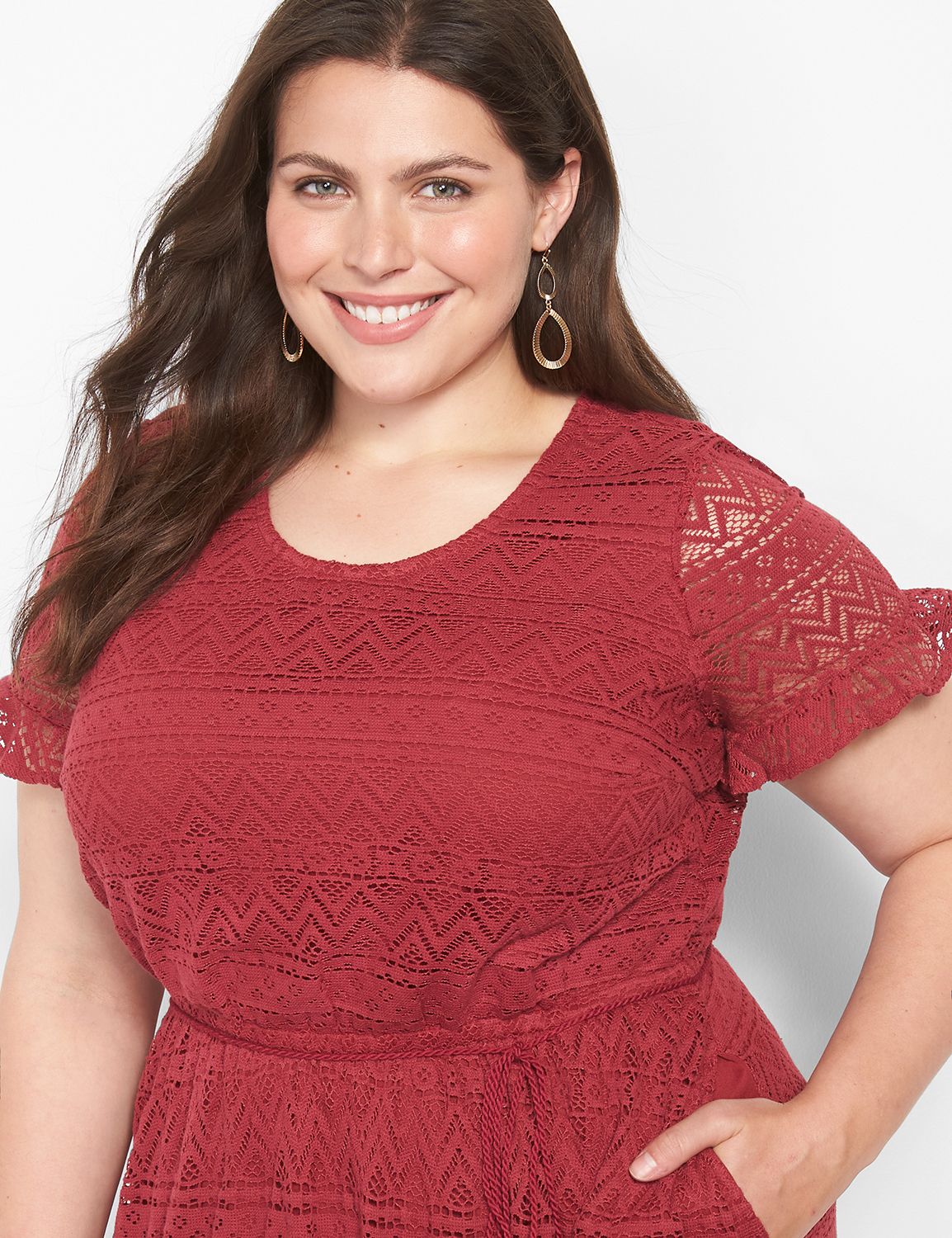 ruffle short sleeve boat neck croch Product Image 3