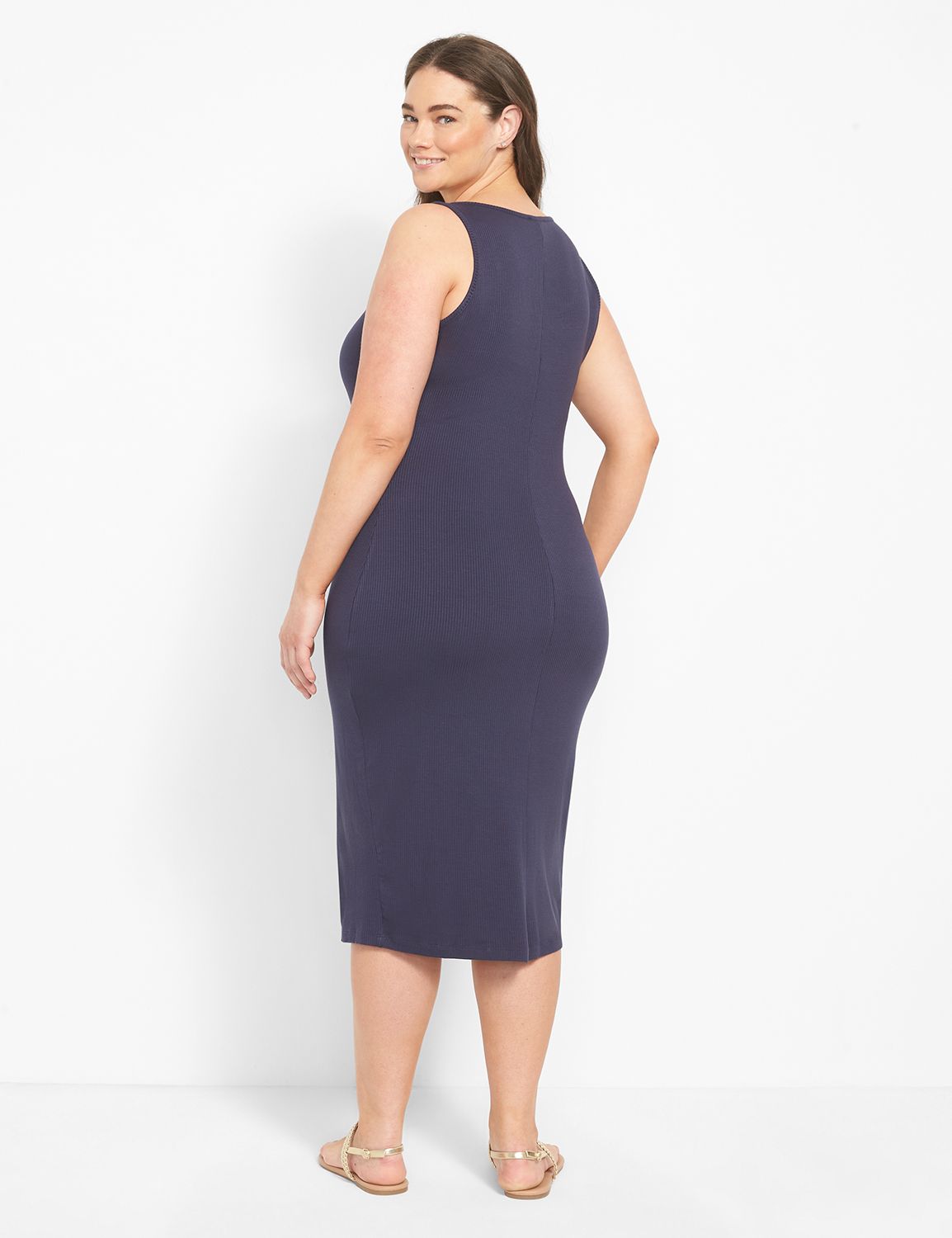 SLEEVELESS RIB BUTTON FRONT MIDI 11
