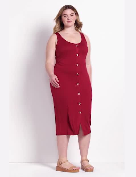 SLEEVELESS RIB BUTTON FRONT MIDI 11 image number 0