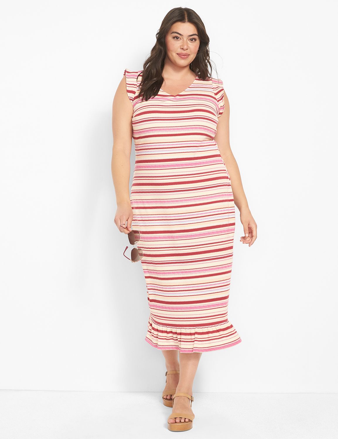 bodycon dress with ruffle sleeve Ladies Ruffle Sleeve Combo Bodycon Dress