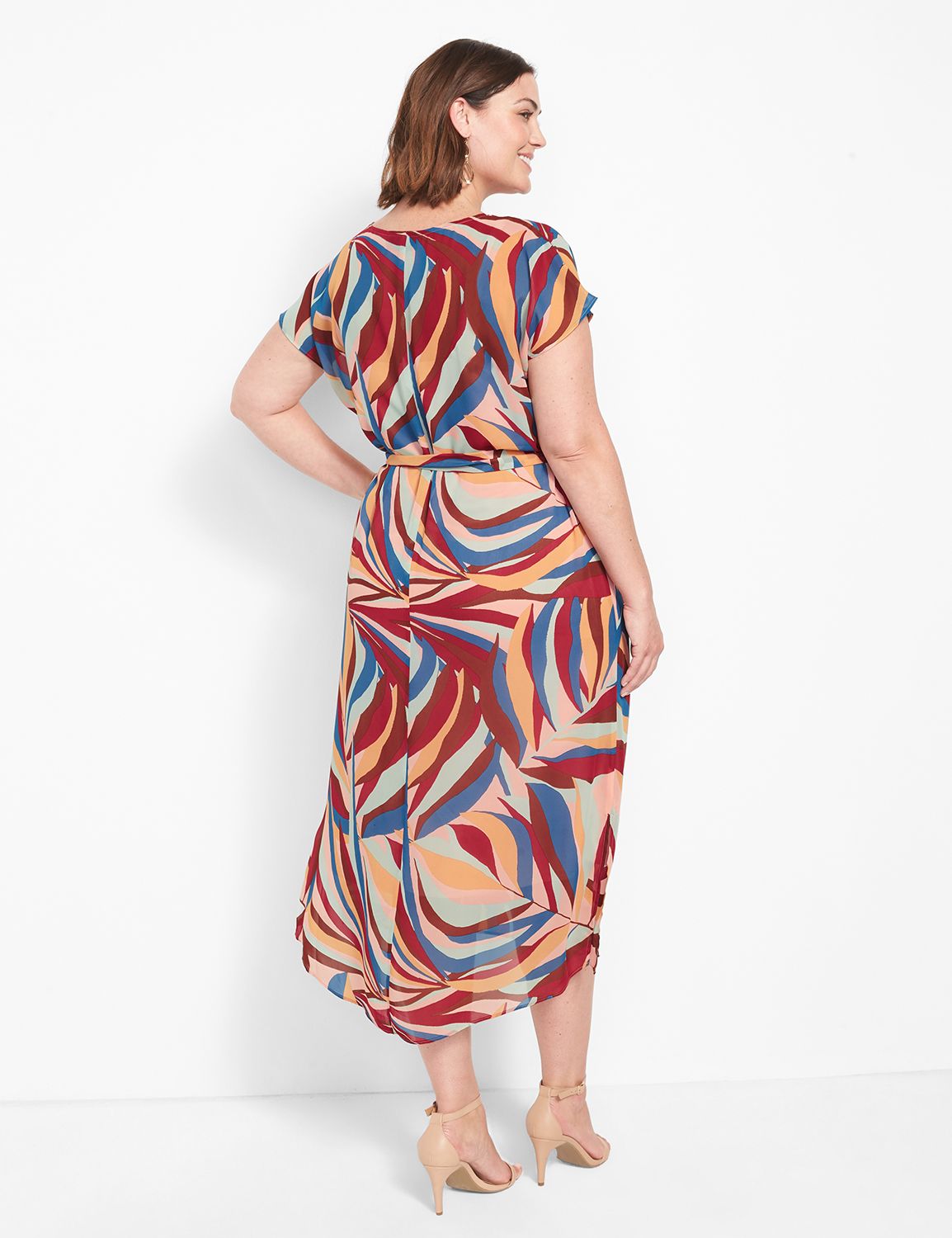 Cap-Sleeve Chiffon Midi Dress