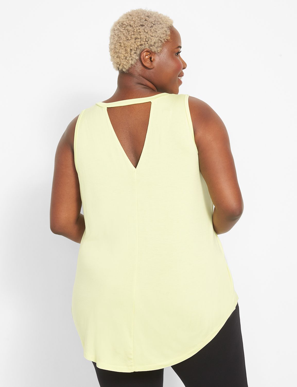 Sleeveless Crew Neckline V Back Tan Product Image 2