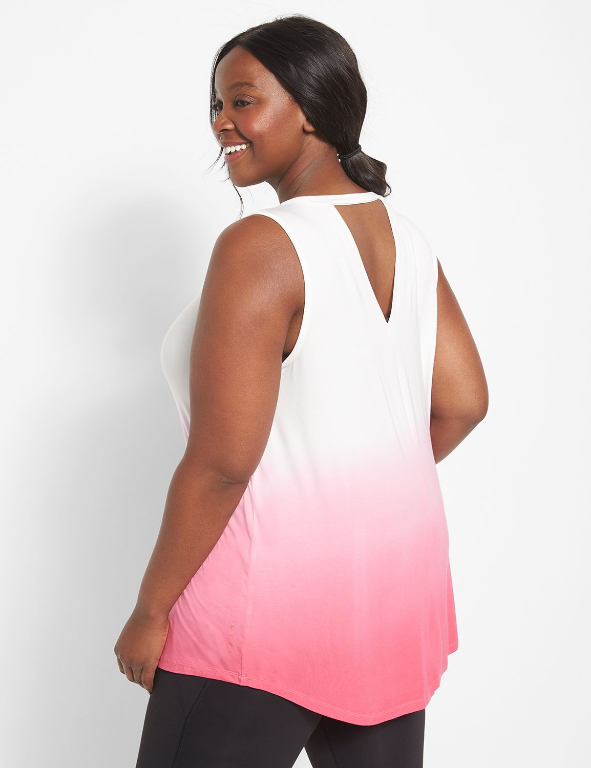 Sleeveless Crew Neckline V Back Tan Product Image 2