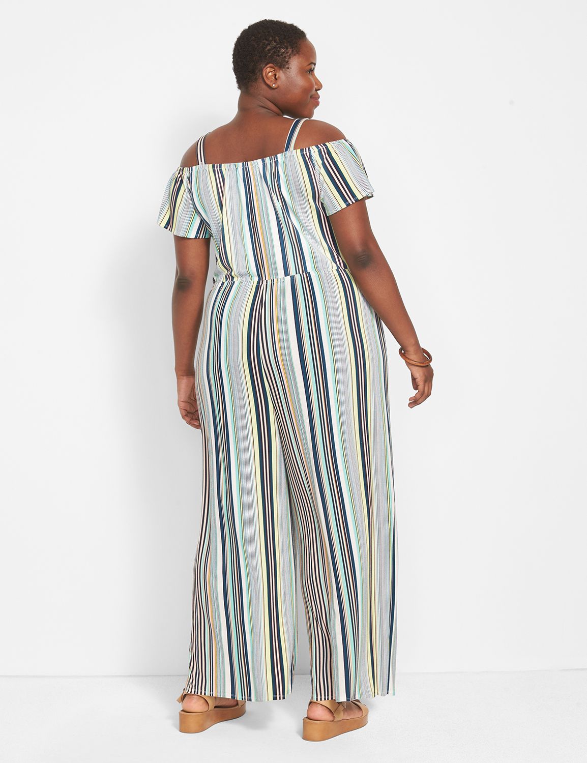 LANE BRYANT cold shoulder striped top 26/28