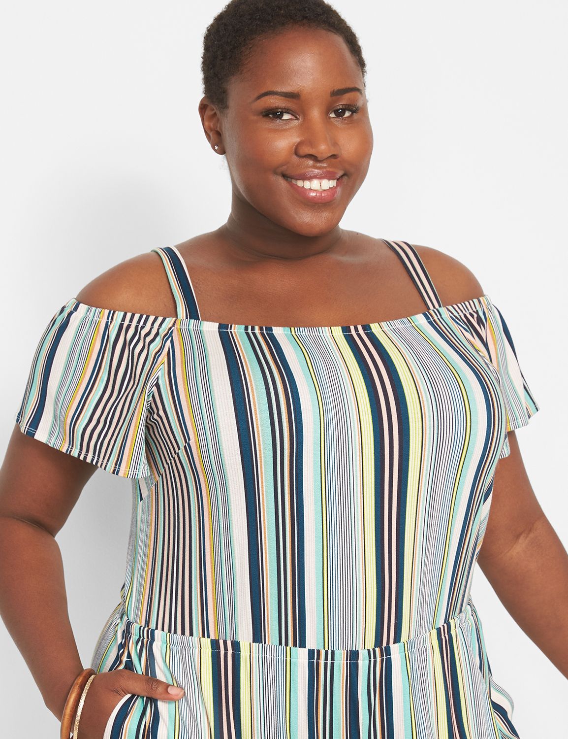 Short Sleeve Cold Shoulder Jumpsuit Product Image 3