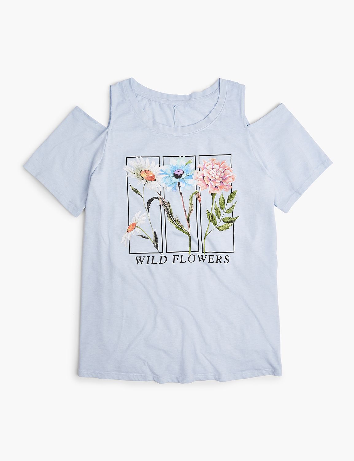 Classic Cold-Shoulder Wild Flowers Graphic Tee