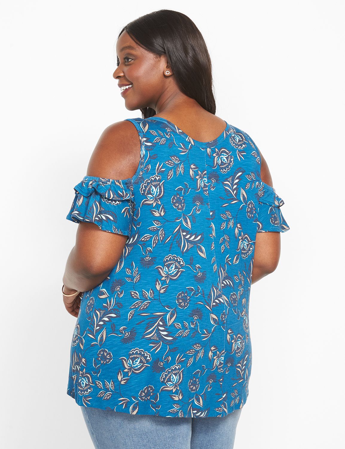 Short Eyelet Flutter Sleeve Cold Sh Product Image 2